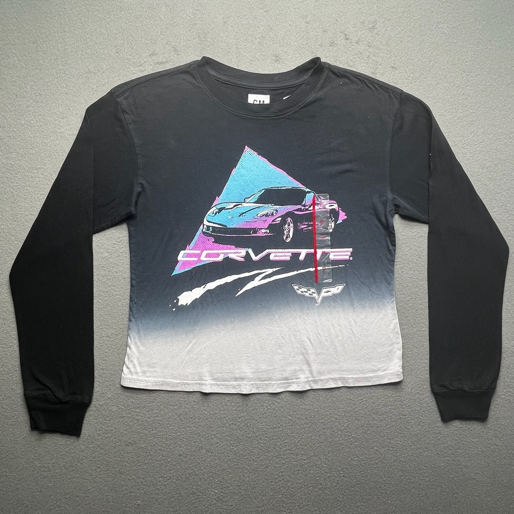 NWT Corvette Women Long Sleeve 100 Cotton Gradient‎ XS Neon Car Graphic Tee